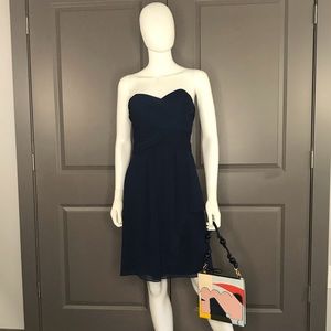 David’s bridal Strapless Midi dress.